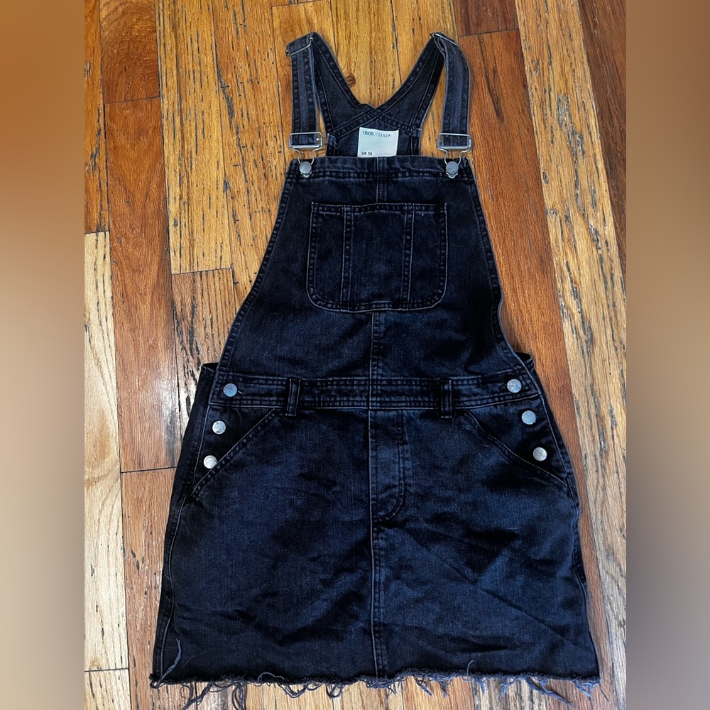 ASOS Black Denim Overall Dress